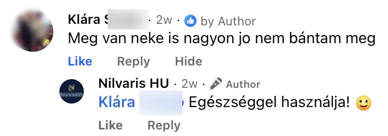 Valódi Nilvaris vásárlói visszajelzés