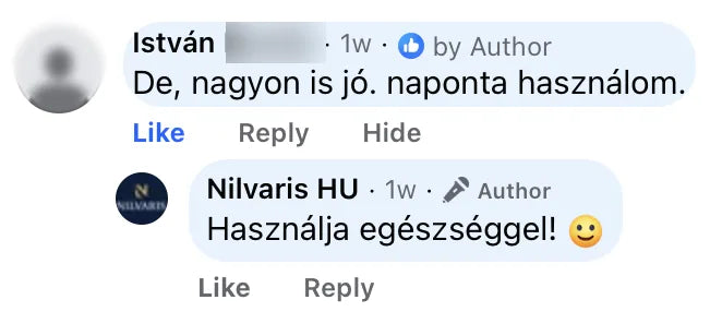 Valódi Nilvaris vásárlói visszajelzés