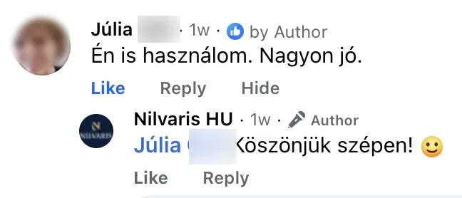 Valódi Nilvaris vásárlói visszajelzés
