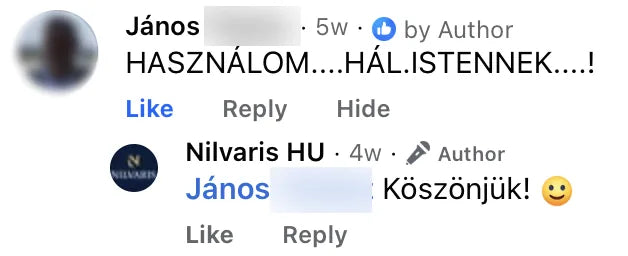 Valódi Nilvaris vásárlói visszajelzés