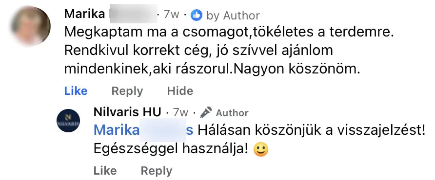 Valódi Nilvaris vásárlói visszajelzés