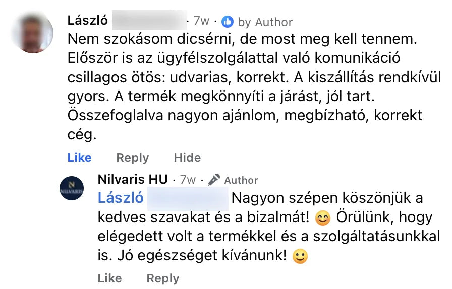 Valódi Nilvaris vásárlói visszajelzés