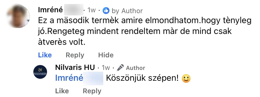 Valódi Nilvaris vásárlói visszajelzés