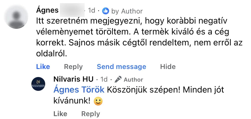 Valódi Nilvaris vásárlói visszajelzés