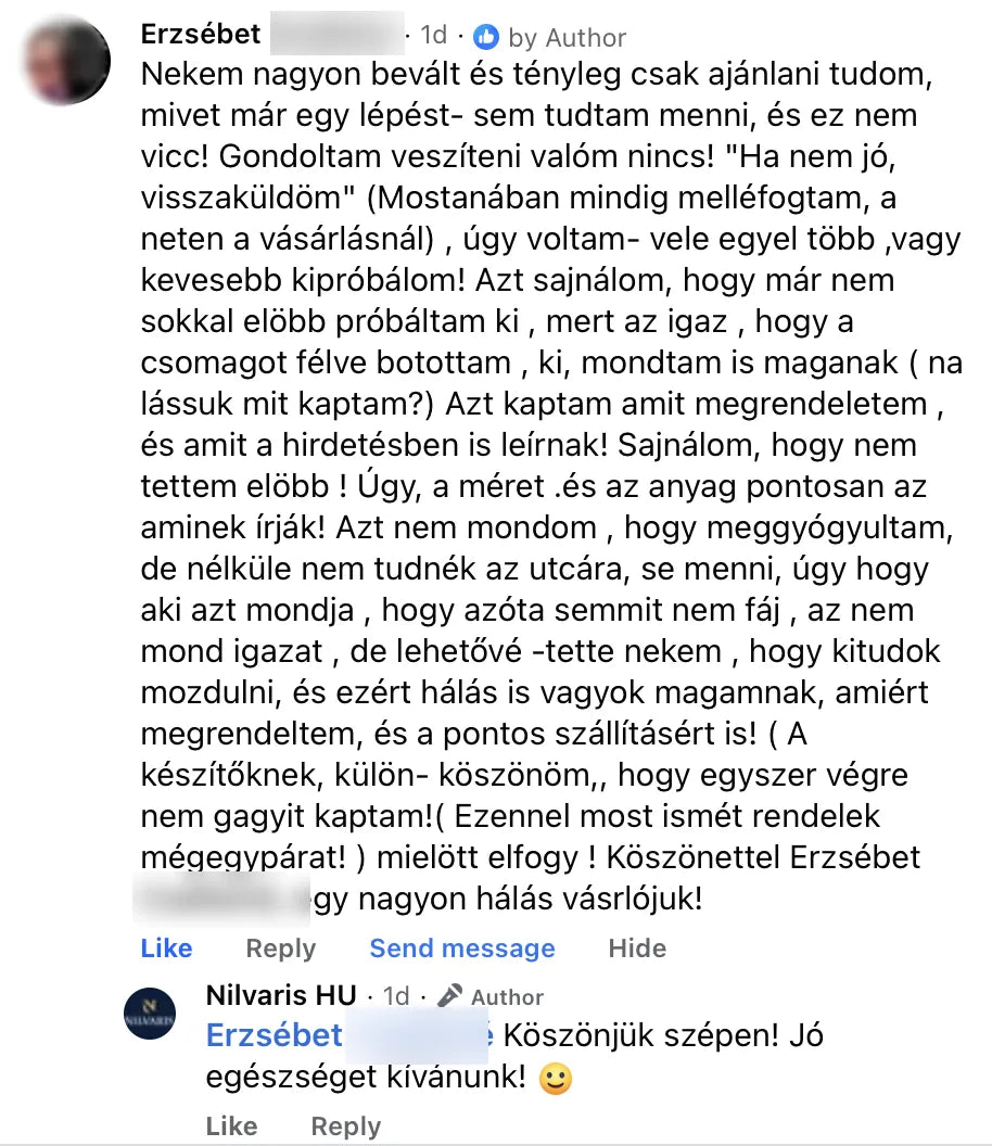 Valódi Nilvaris vásárlói visszajelzés