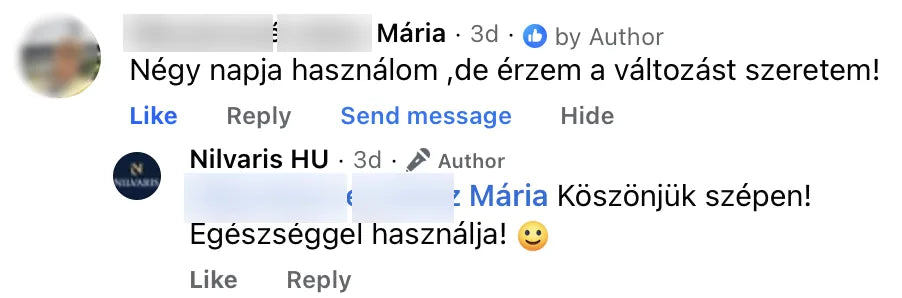Valódi Nilvaris vásárlói visszajelzés