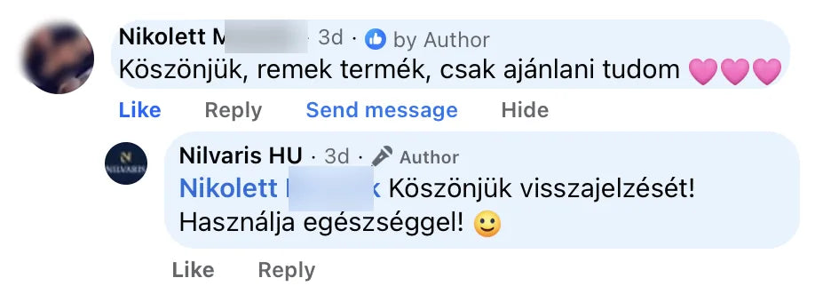 Valódi Nilvaris vásárlói visszajelzés