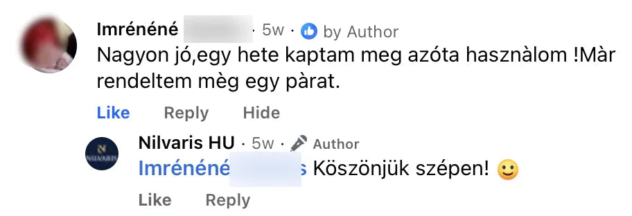 Valódi Nilvaris vásárlói visszajelzés