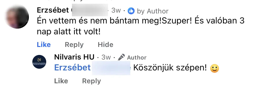 Valódi Nilvaris vásárlói visszajelzés