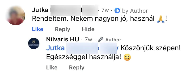 Valódi Nilvaris vásárlói visszajelzés