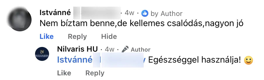 Valódi Nilvaris vásárlói visszajelzés