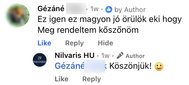 Valódi Nilvaris vásárlói visszajelzés