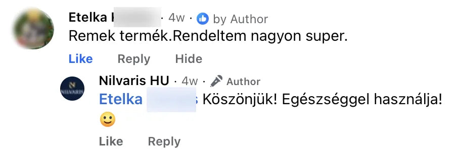 Valódi Nilvaris vásárlói visszajelzés