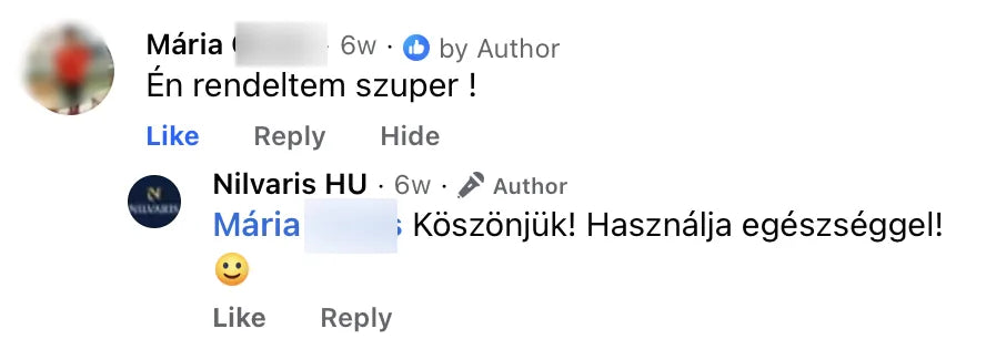 Valódi Nilvaris vásárlói visszajelzés